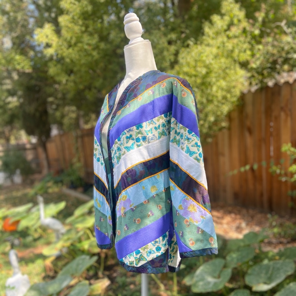 Vintage Purple, Teal & Blue Patchwork Jacket - Picture 12 of 15